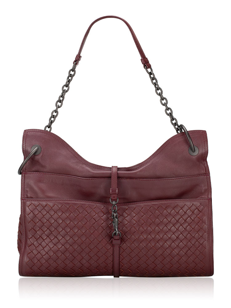 Nappa Intrecciato Beverly Shoulder Bag Burgundy