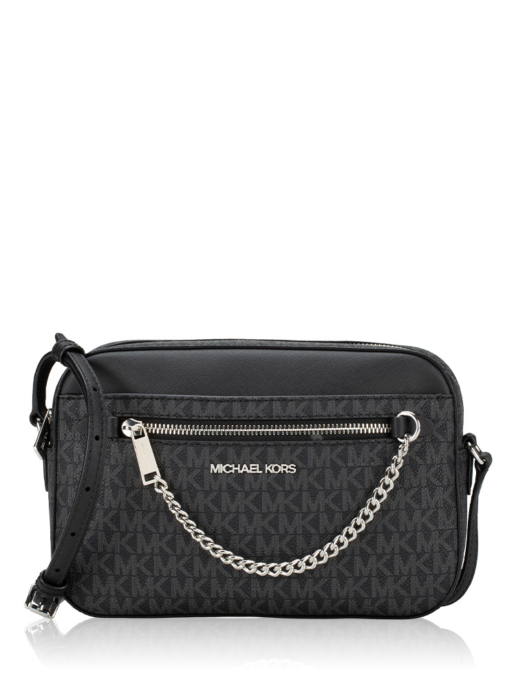 Jet Set Signature Large Chain Crossbody Black
