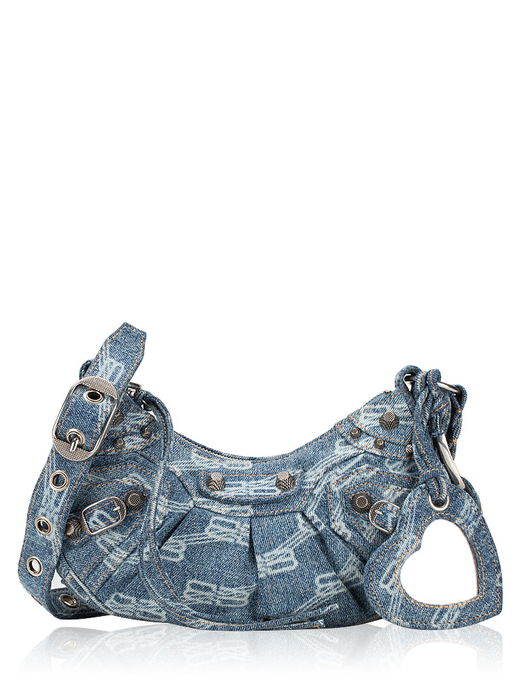 Bleached Denim BB Le Cagole XS Shoulder Bag Blue