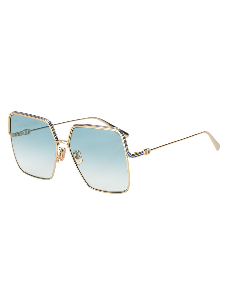 S1U Metal EverDior Square Sunglasses Gold Blue