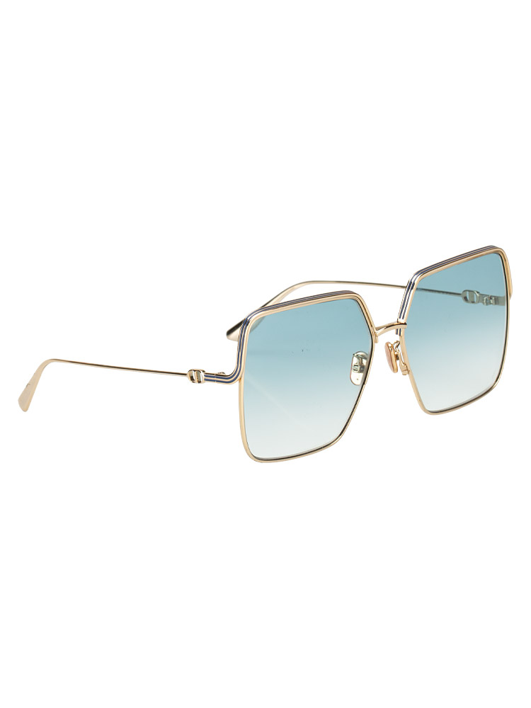 S1U Metal EverDior Square Sunglasses Gold Blue