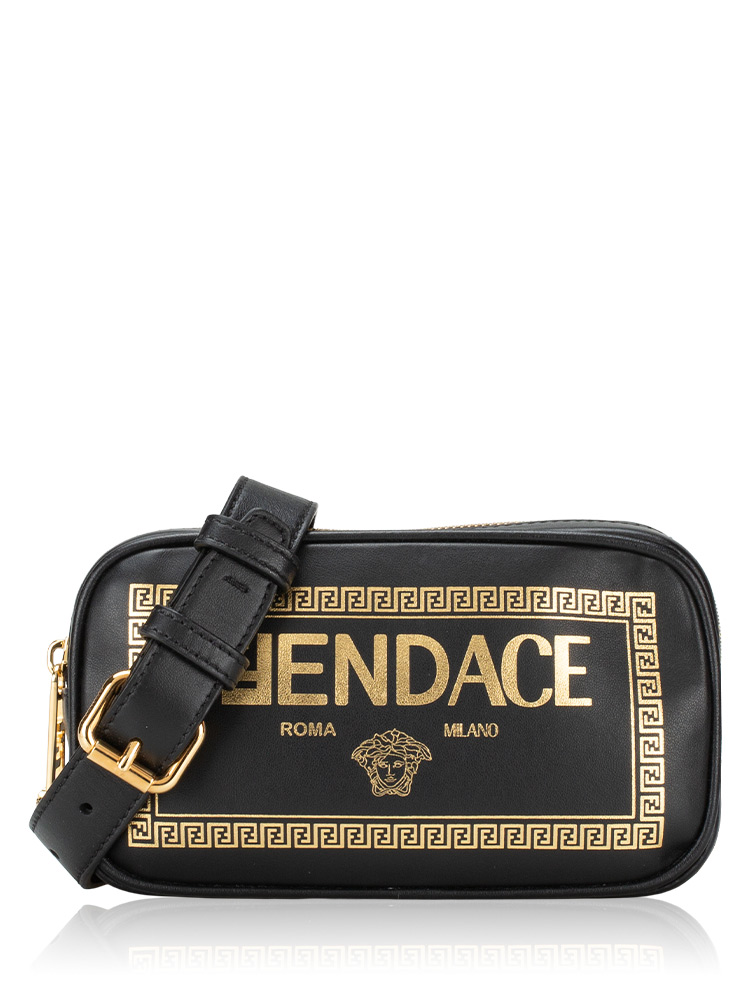 X Versace Vitello Cover Fendace Medusa Small Camera Bag Black Gold