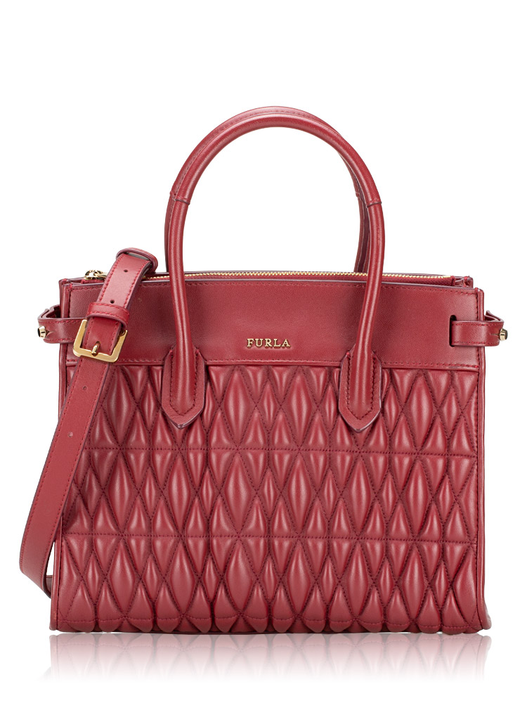 Pin Cometa Leather Small Tote Ciliegia