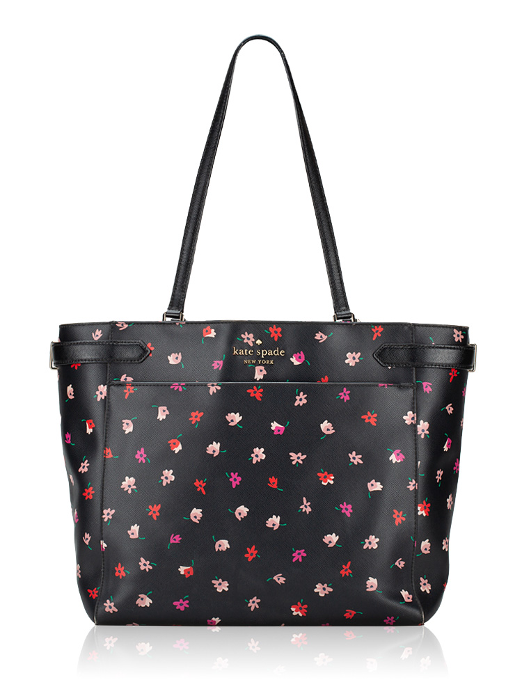 Staci Ditsy Buds Laptop Tote Black Multi