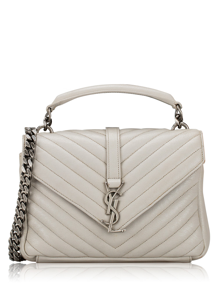 Matelasse Monogram College Medium Shoulder Bag Grey