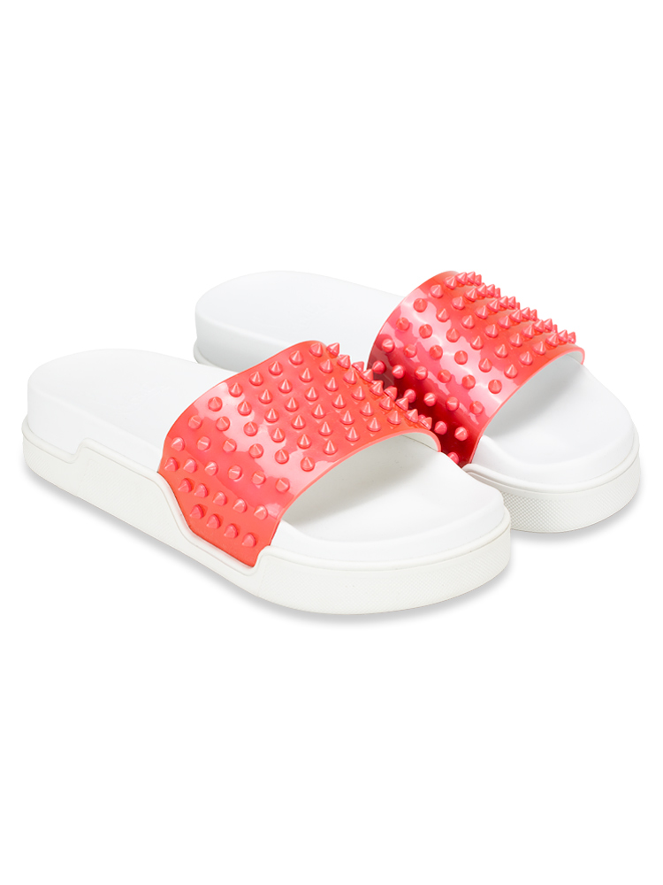 Calfskin Studded Pool Fun Platform Slide Sandals Floride Sz 40