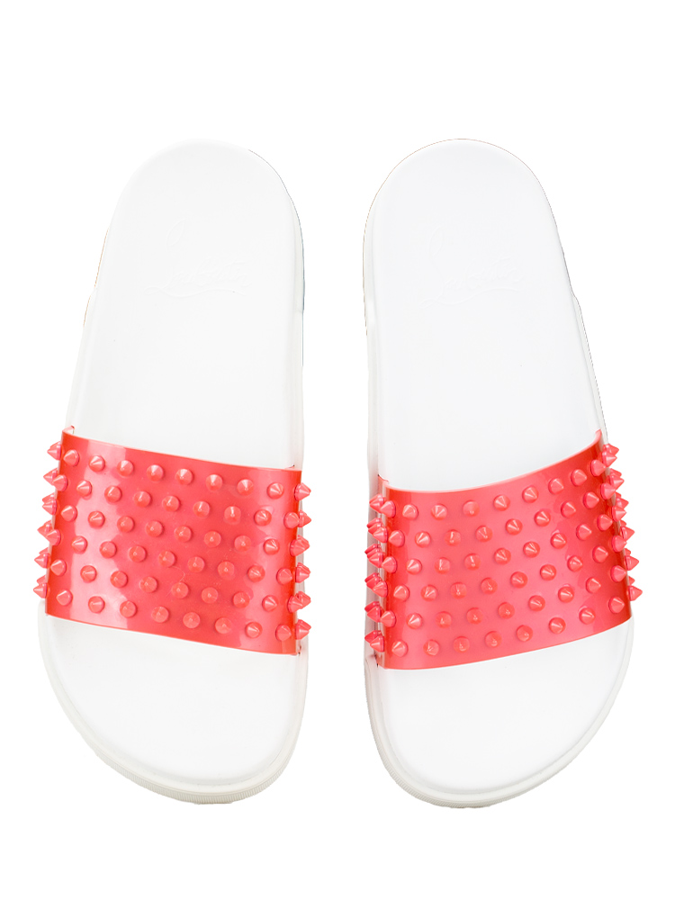 Calfskin Studded Pool Fun Platform Slide Sandals Floride Sz 40