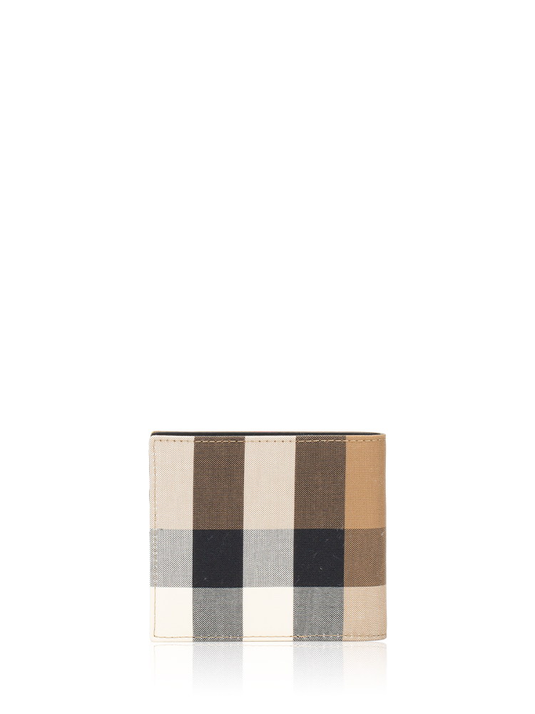 Canvas Super Exploded Check Bi Fold Wallet Taupe Brown