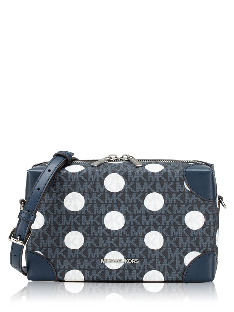 Signature Polkadot Jeanie Trunk Small Crossbody Navy