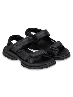 Fake Leather Mens Tourist Sandals Black Sz 42