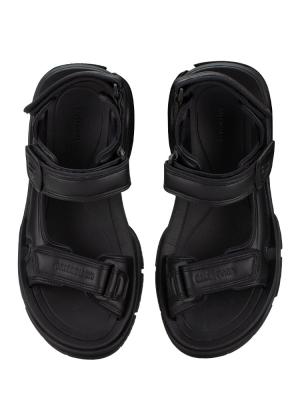 Fake Leather Mens Tourist Sandals Black Sz 42