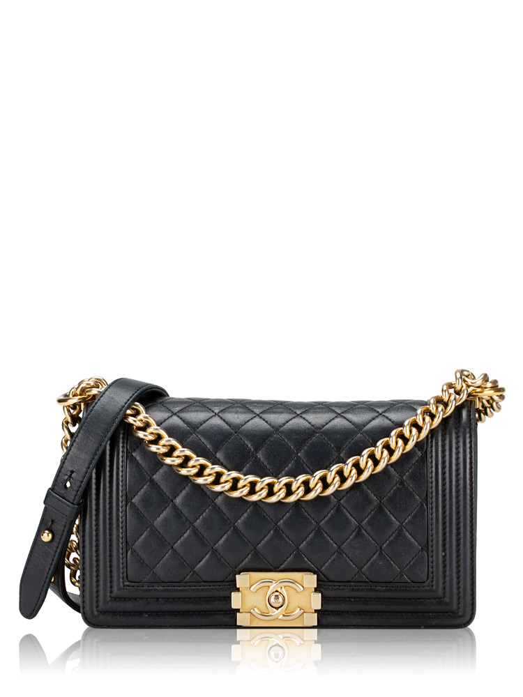 Lambskin Medium Boy Flap Bag Black