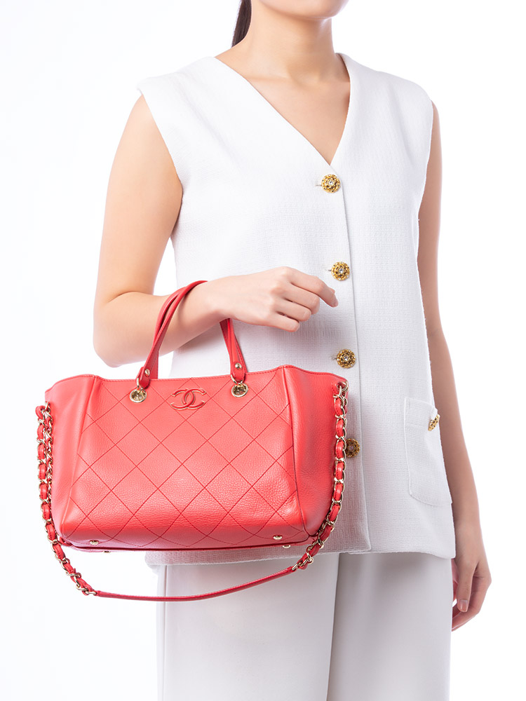 Bullskin Stitched Small Tote Pink