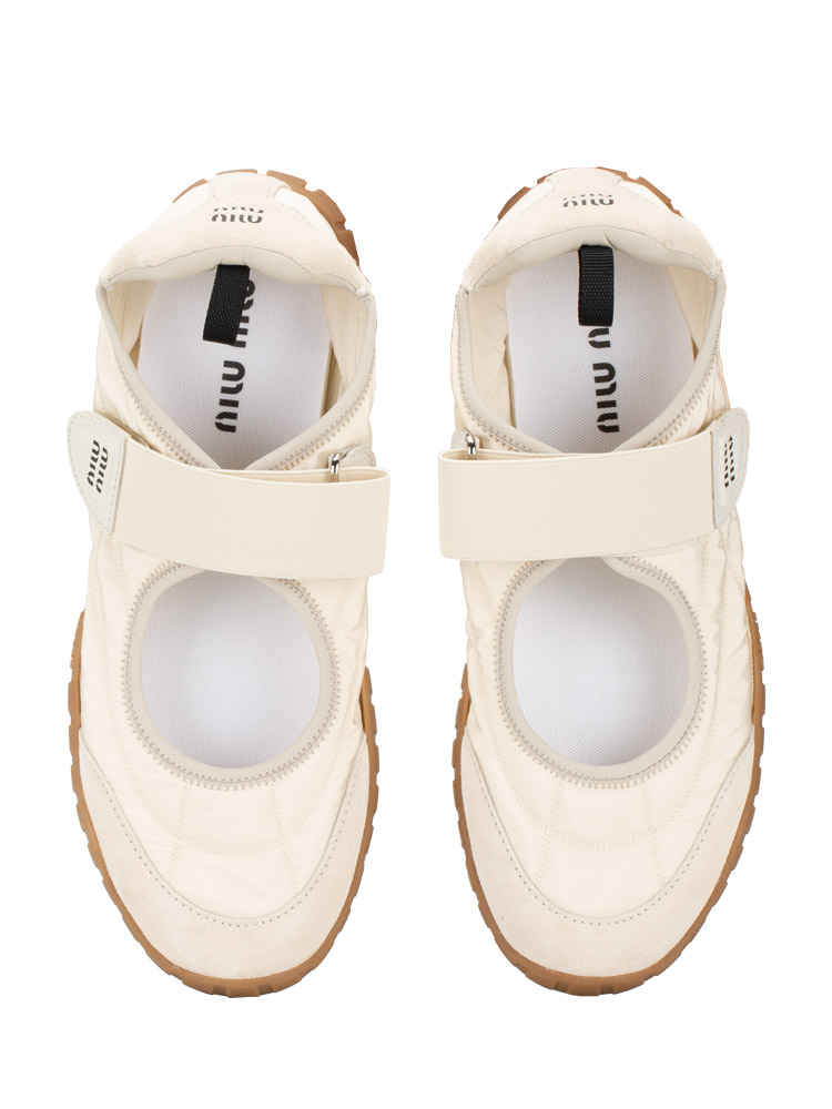 Technical Fabric Suede Ballerinas Ivory Sz 38.5