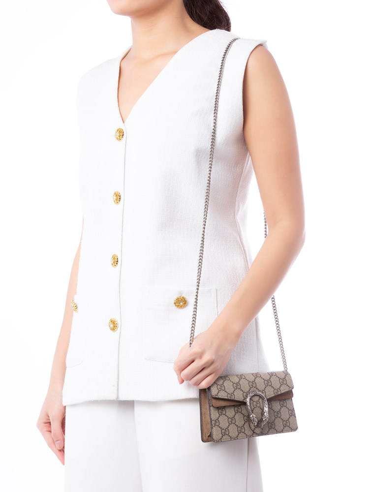 GG Supreme Dionysus Super Mini Flap Shoulder Bag Taupe