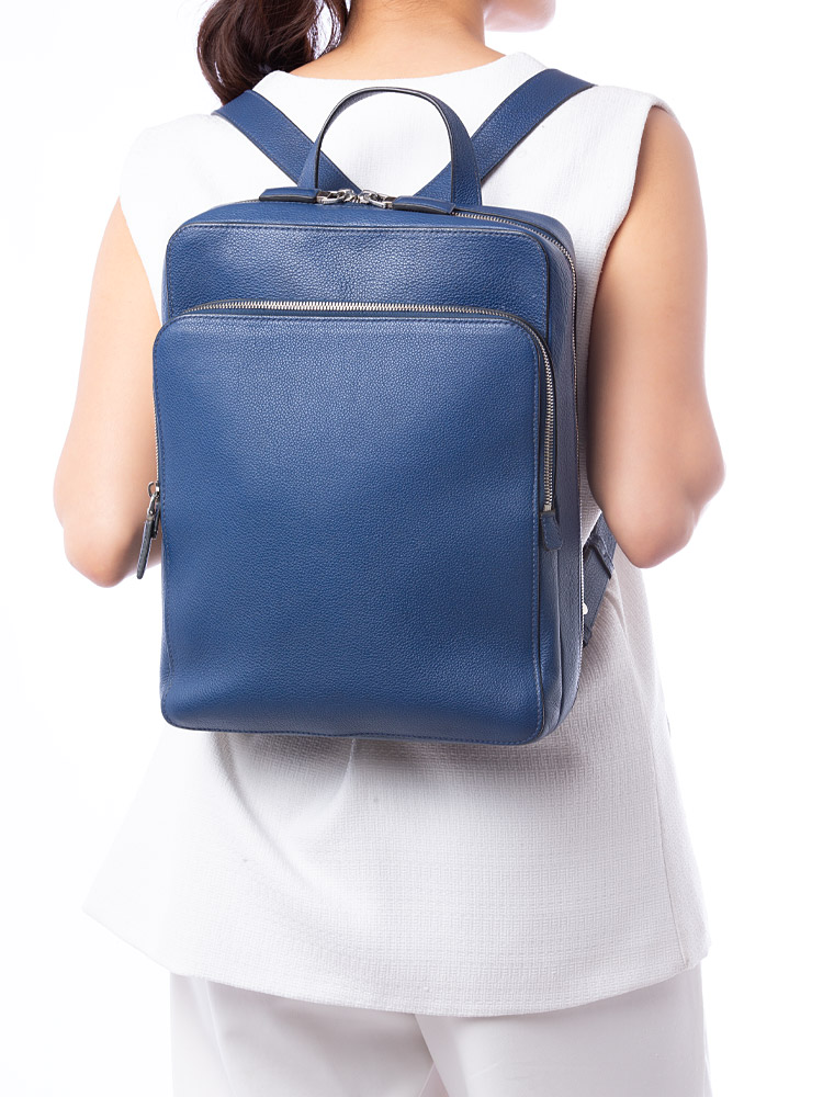 VZ063T Vitello Grain Backpack Bluette