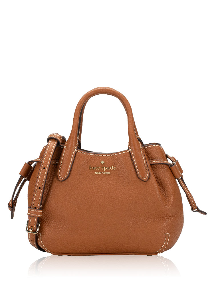 Dumpling Pick Stitch Mini Satchel Warm Gingerbread