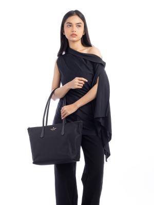 Kitt Nylon Large Tote Black Gold