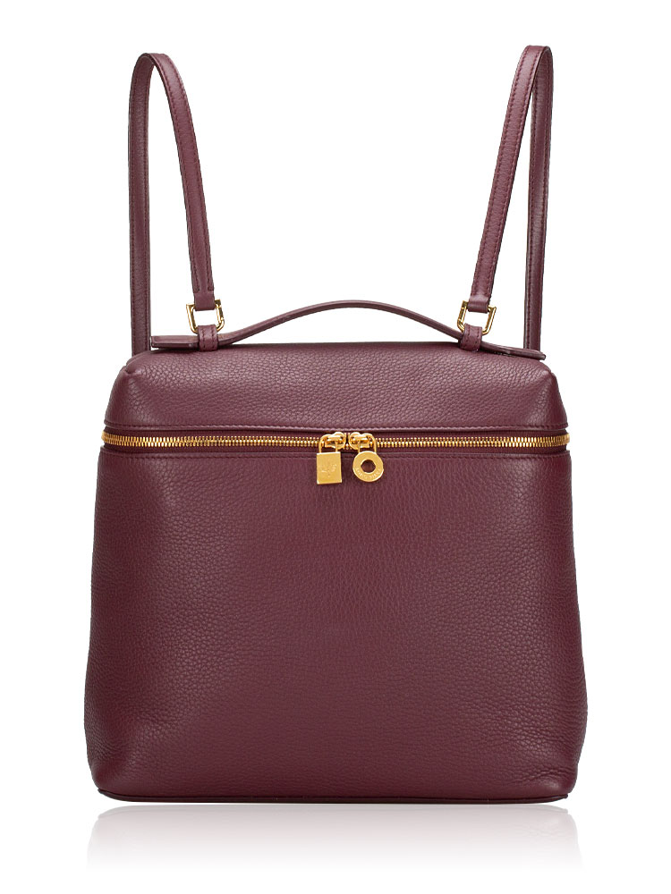 Grained Calfskin L23.5 Extra Pocket Backpack Azuki Beans