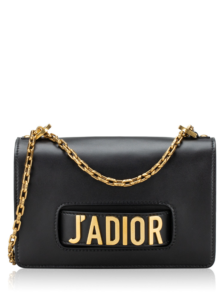 Calfskin J'Adior Chain Flap Bag Black