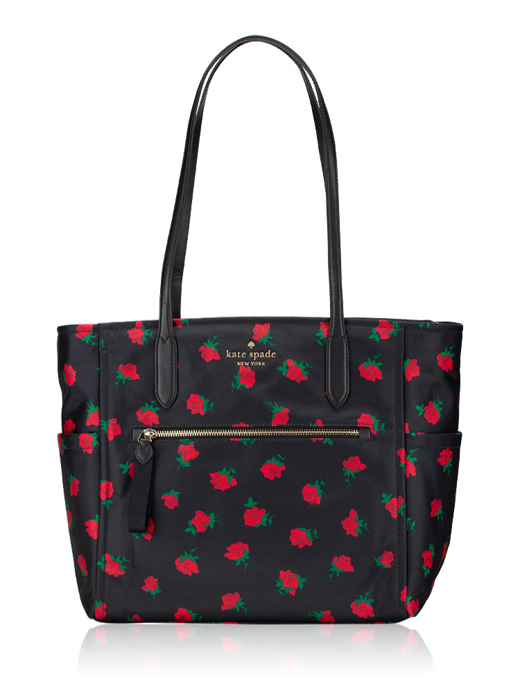 Chelsea Rose Toss Printed Tote Black Multi