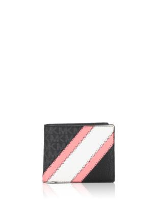Men Signature Cooper Striped Billfold With Coin Pouch Wallet Pink