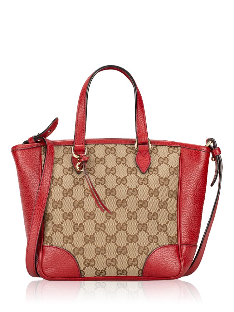 GG Canvas Bree Small Tote Beige Red
