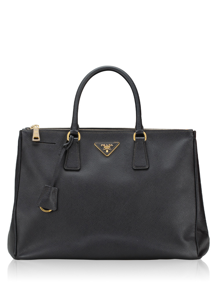 Saffiano Lux Double Zip Tote Nero