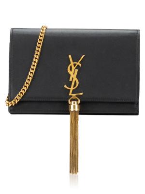 Smooth Calfskin Monogram Kate Tassel Chain Wallet Black