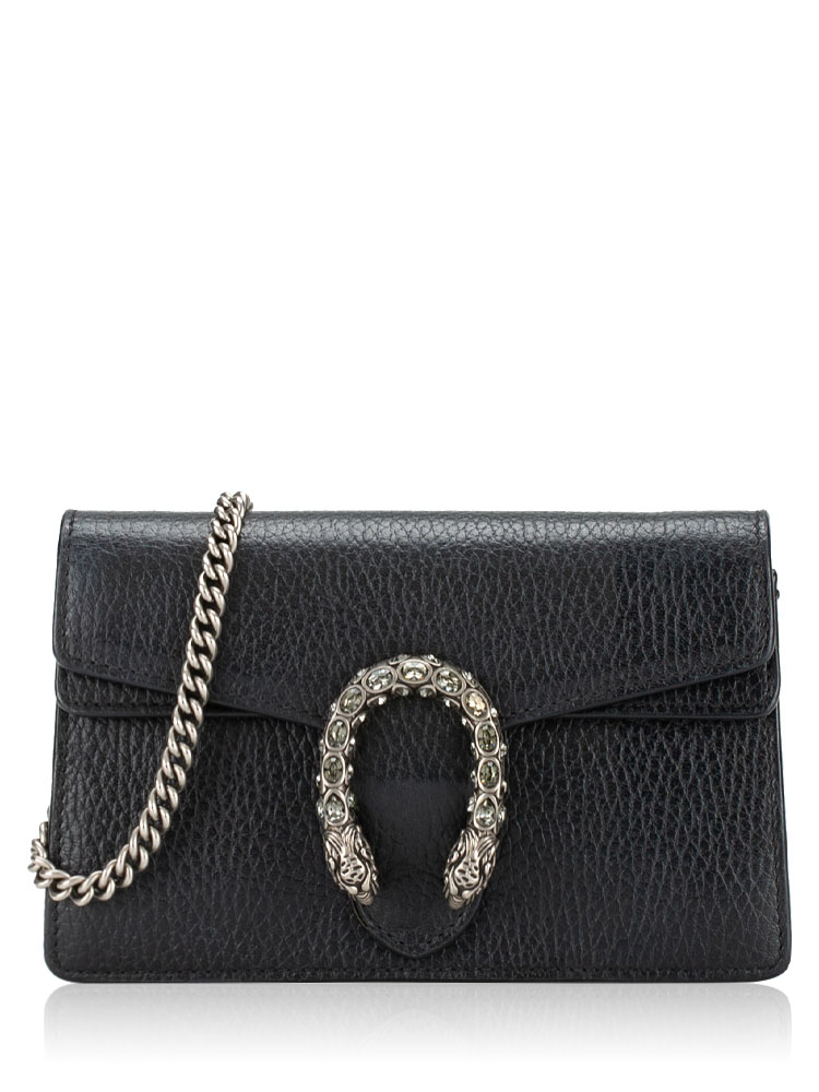 Calfskin Dionysus Super Mini Flap Shoulder Bag Black