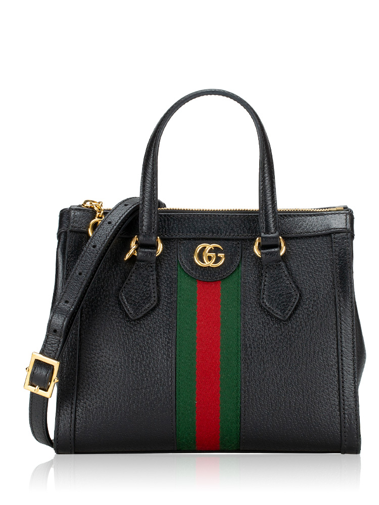 Calfskin Web Ophidia Small Tote Black
