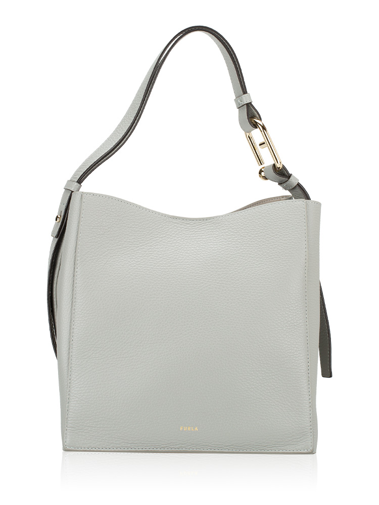 Nuvola Leather Bucket Bag Grey