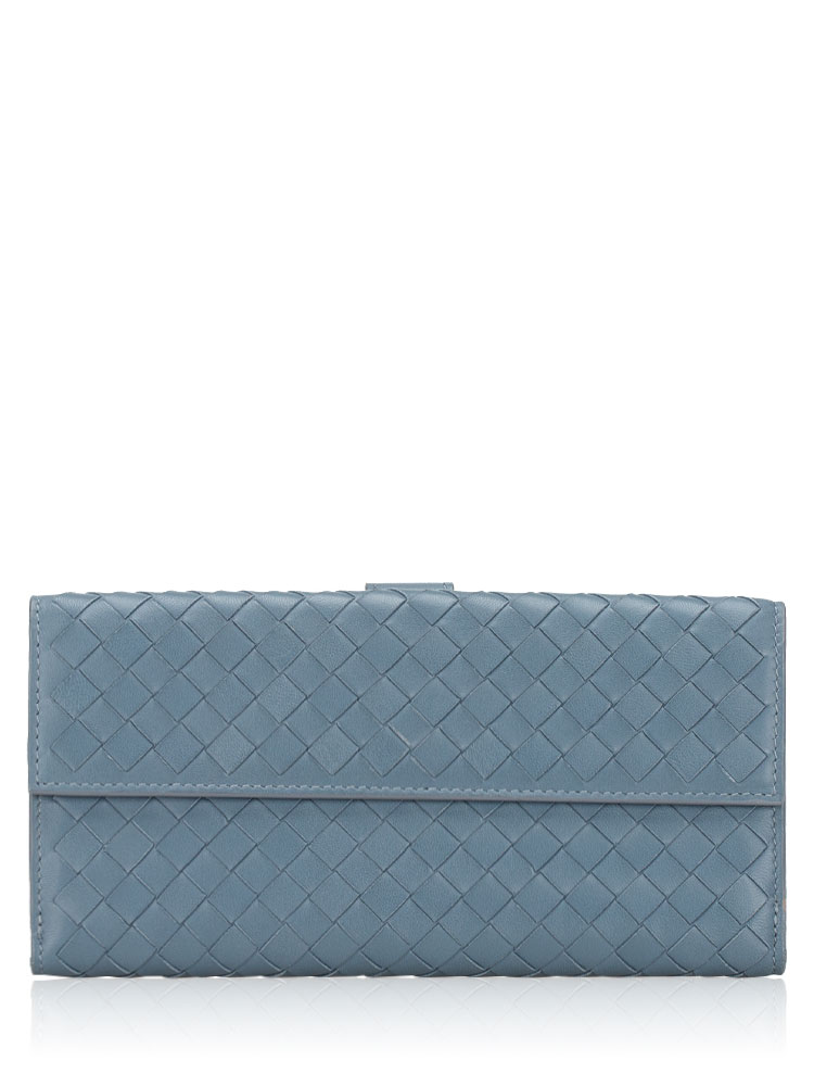 Nappa Intrecciato Continental Flap Wallet Grey