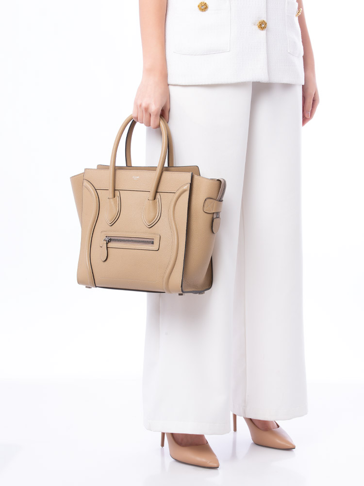 Drummed Calfskin Micro Luggage Dune