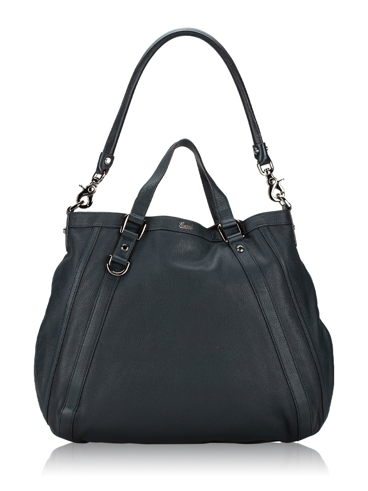 Pebbled Calfskin Abbey Medium Convertible Tote Blue