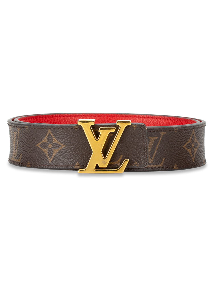 Monogram 30mm LV Initiales Reversible Belt Rogue Coquelicot Sz 75