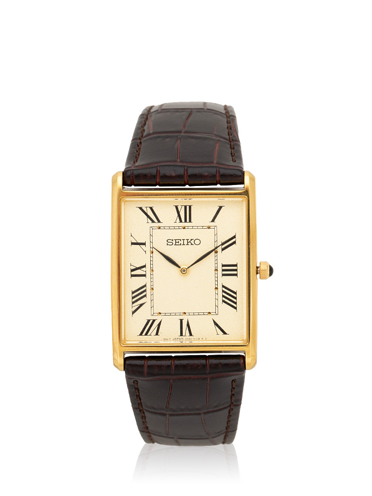 SSEHO20 Nano Universe Tank Leather Watch Brown Gold