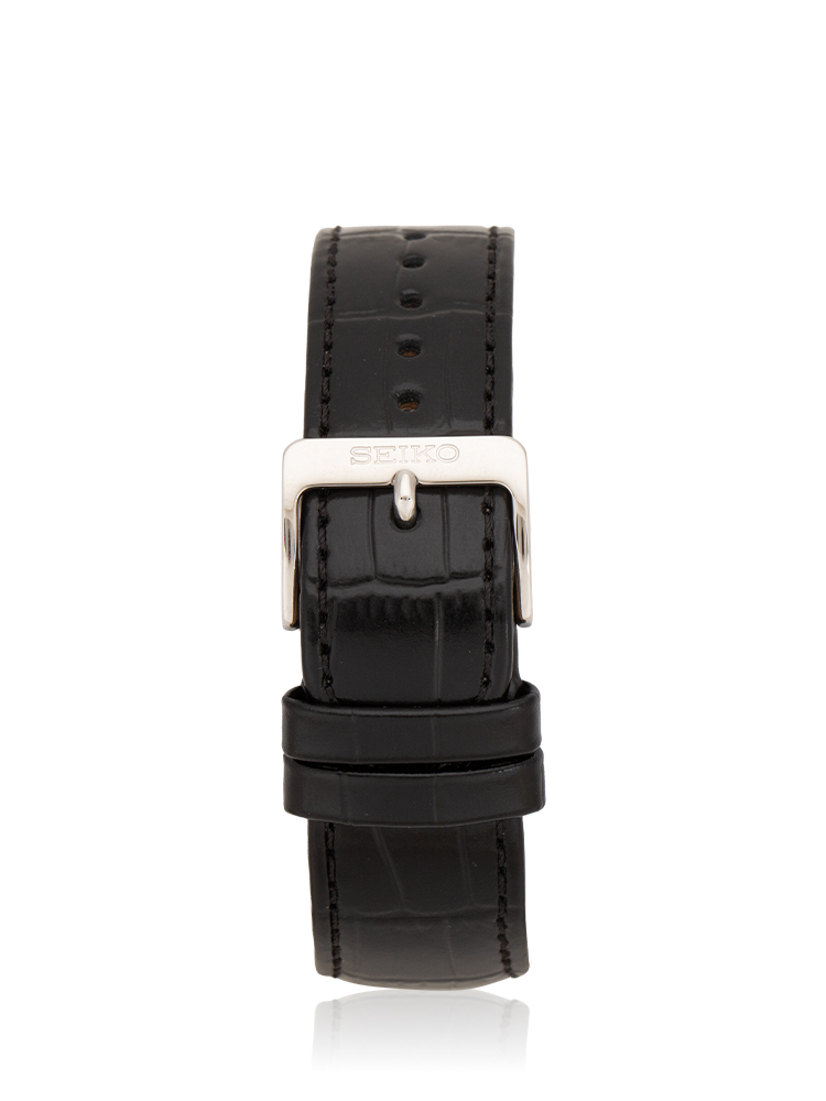 SSEH019 Nano Universe Tank Leather Watch Black Silver