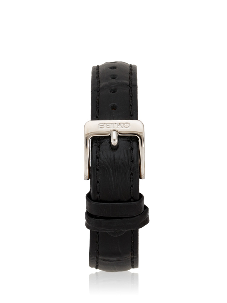 SWR053 Essentials Tank Leather Watch Black Silver