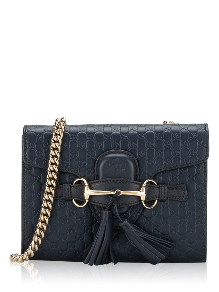 Soft Microguccissima Emily Mini Chain Shoulder Bag Blue