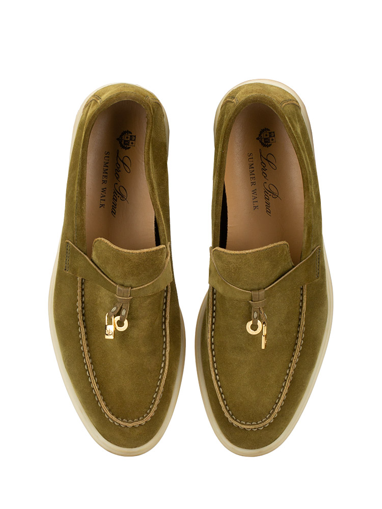 Suede Summer Charms Loafers Olive Leaf Sz 37.5