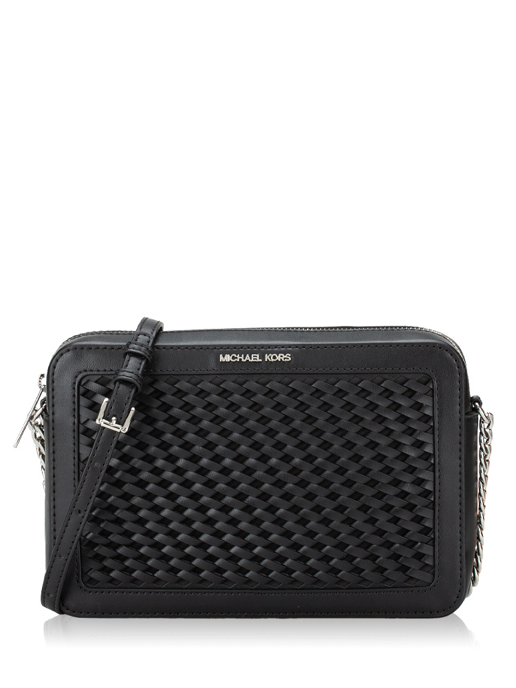 Jet Set Woven Large Crossbody Black