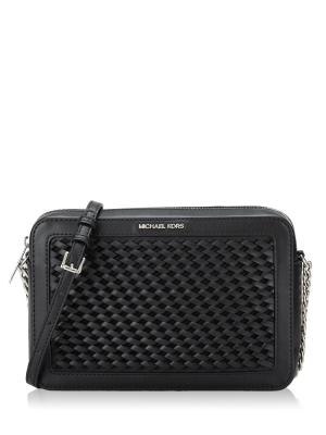 Jet Set Woven Large Crossbody Black