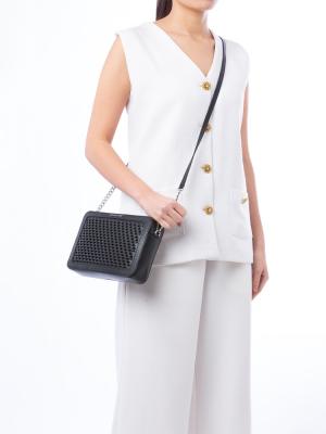 Jet Set Woven Large Crossbody Black