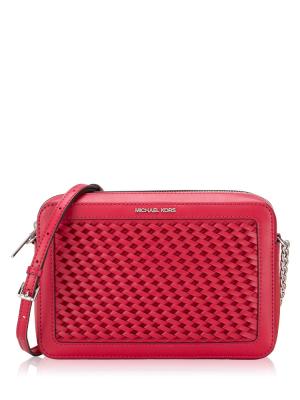 Jet Set Woven Large Crossbody Dark Raspberry