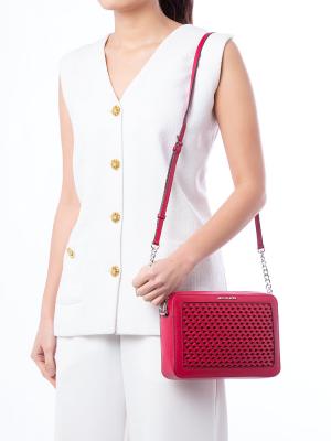 Jet Set Woven Large Crossbody Dark Raspberry
