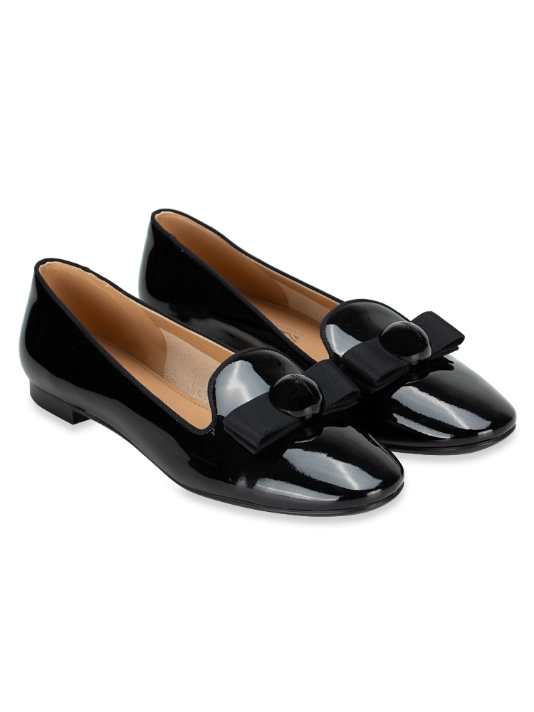 Patent Leather Fiocco Bow Loafers Black Sz 8