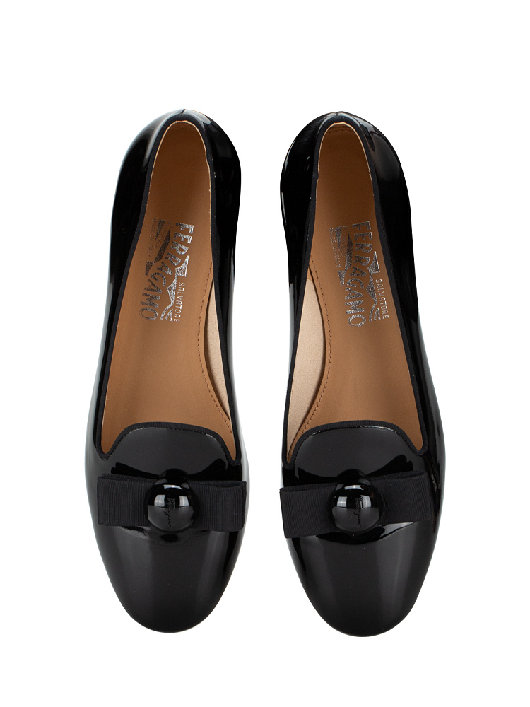 Patent Leather Fiocco Bow Loafers Black Sz 8