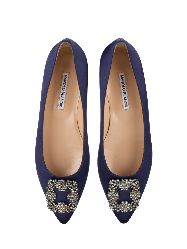 Hangisi Satin Flats Dark Blue Sz 40