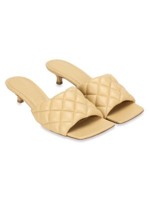 Nappa Matelasse Padded Mule Sandals Sugar Cane Sz 39